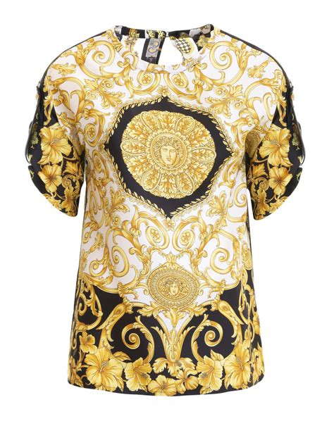 versace graphic print silk blouse formen